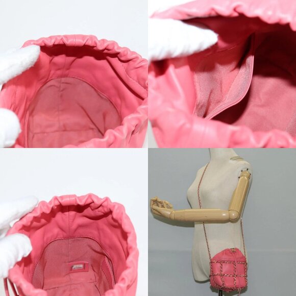 CHANEL Chain Shoulder Bag Lamb Skin Pink Gold CC Auth 126608M - Picture 15 of 15